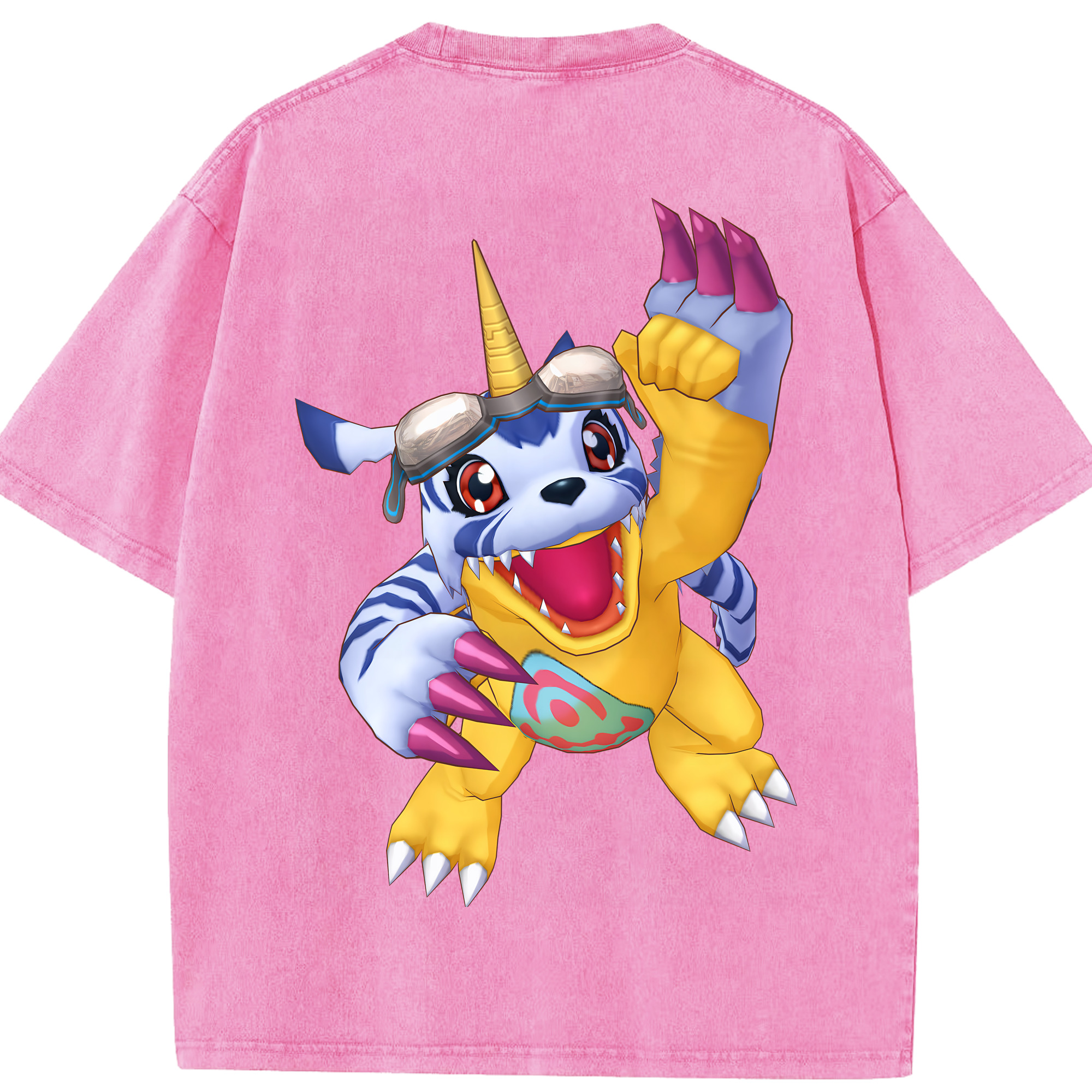 （画像用） Digimon デジタルモンスター/デジモン 綿100% ヴィンテージ風 半袖Tシャツ（背面プリント）